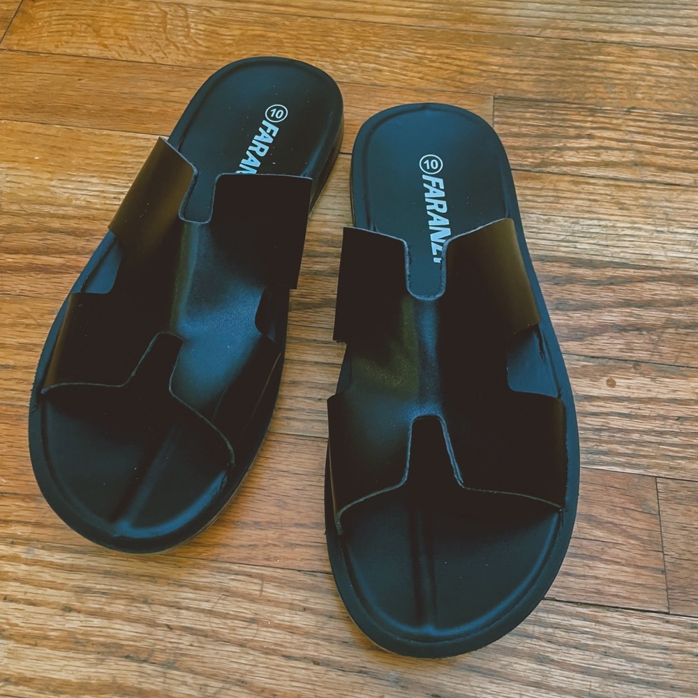 Black FARANZI sandals, have not been used